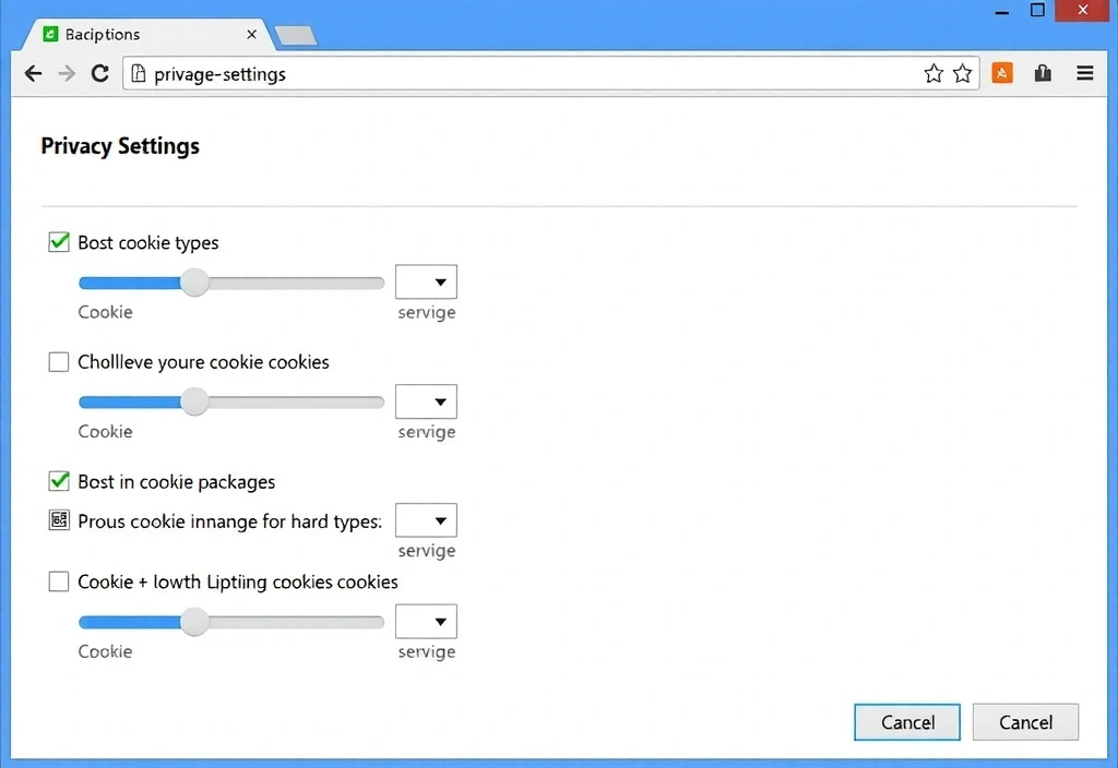 Interface de gestion des paramètres de confidentialité d'un navigateur web