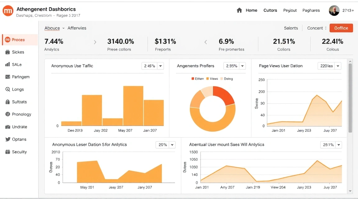 Tableau de bord d'analyse web montrant des données anonymes