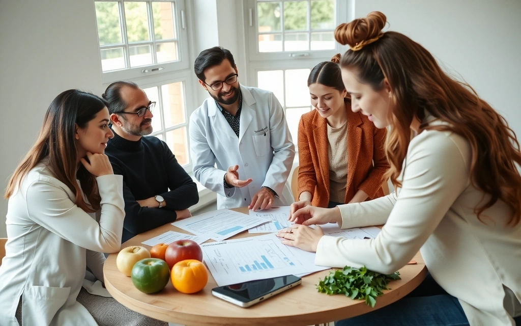 Une équipe d'experts en santé discutant et recherchant des informations
